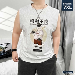 Áo Ba Lỗ Big size In hình Mèo Neko Màu Xám Hạt Tiêu