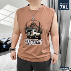 Áo Ba Lỗ Big size In hình Xe Màu Cam đất