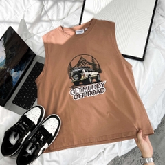 Áo Ba Lỗ Big size In hình Xe Màu Cam đất