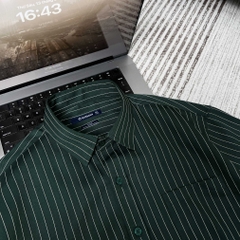 Áo Sơ Mi Bigsize Oxford Kẻ Sọc Xanh Rêu