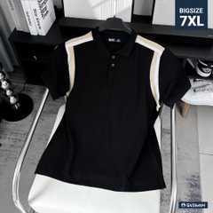 Áo Polo Bigsize Đen Phối vai Kem - Trắng