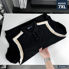 Áo Polo Bigsize Đen Phối vai Kem - Trắng