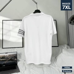 Áo Polo Bigsize 3 Sọc ngay tay Màu Trắng
