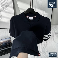 Áo Polo Bigsize 3 Sọc ngay tay Màu Xanh đen