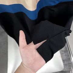 Áo Polo Bigsize Phối chữ V Kem - Xanh dương - Đen