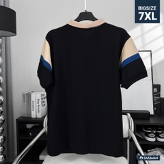Áo Polo Bigsize Phối chữ V Kem - Xanh dương - Đen