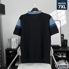 Áo Polo Bigsize Phối chữ V Xanh biển - Xanh dương - Đen