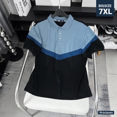 Áo Polo Bigsize Phối chữ V Xanh biển - Xanh dương - Đen