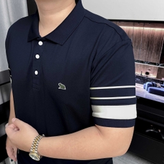 Polo phối tay in sọc xanh đen