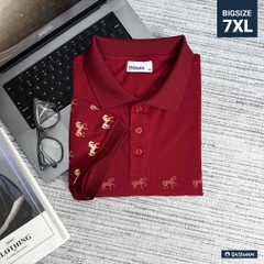 Áo Polo Cotton Đỏ Đô In Trame Ngựa Vàng