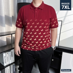 Áo Polo Cotton Đỏ Đô In Trame Ngựa Vàng