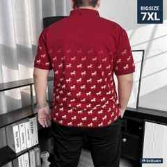 Áo Polo Cotton Đỏ Đô In Trame Ngựa Vàng