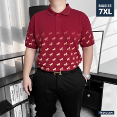 Áo Polo Cotton Đỏ Đô In Trame Ngựa Vàng