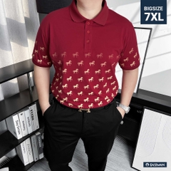 Áo Polo Cotton Đỏ Đô In Trame Ngựa Vàng