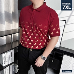 Áo Polo Cotton Đỏ Đô In Trame Ngựa Vàng