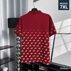 Áo Polo Cotton Đỏ Đô In Trame Ngựa Vàng