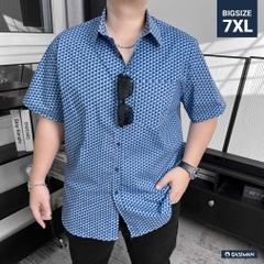 Áo Sơ Mi Tay ngắn Bigsize Hoạ tiết 3D Màu Xanh biển