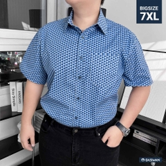 Áo Sơ Mi Tay ngắn Bigsize Hoạ tiết 3D Màu Xanh biển