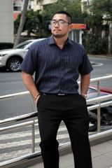 Áo Sơ Mi Bigsize Oxford Kẻ sọc Xanh Đen