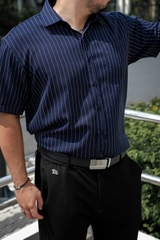 Áo Sơ Mi Bigsize Oxford Kẻ sọc Xanh Đen