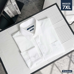 Áo Sơ Mi Tay dài Bigsize có Túi Logo Thêu Gấu Màu trắng