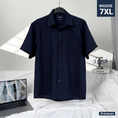Áo Sơ Mi Bigsize Tay ngắn có Túi Logo thêu Gấu Màu Xanh đen
