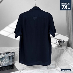 Áo Sơ Mi Bigsize Tay ngắn có Túi Logo thêu Gấu Màu Xanh đen