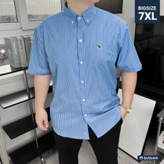 Áo Sơ Mi Tay Ngắn Big size Màu Xanh Kẻ Sọc Trắng London