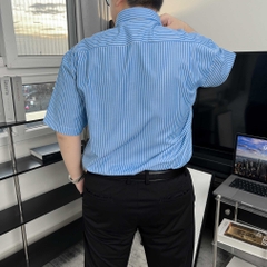 Áo Sơ Mi Tay Ngắn Big size Màu Xanh Kẻ Sọc Trắng London