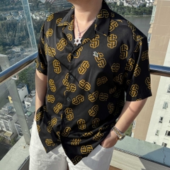 Sơ mi Big size Cuban Lụa Mango Họa tiết Đô-la Vàng