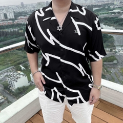 Áo Sơ mi Big size Cuban Lụa Mango Họa tiết Gấu