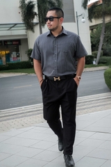 Áo Sơ Mi BIGSIZE Oxford Kẻ Sọc Xám chì