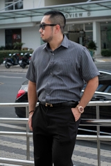 Áo Sơ Mi BIGSIZE Oxford Kẻ Sọc Xám chì