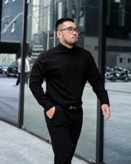 Sơ Mi Lụa Băng Trơn Đen TAY DÀI
