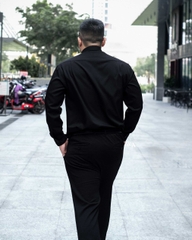 Sơ Mi Lụa Băng Trơn Đen TAY DÀI