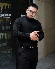 Sơ Mi Lụa Băng Trơn Đen TAY DÀI