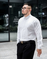 Sơ Mi Lụa Băng Trơn Trắng TAY DÀI