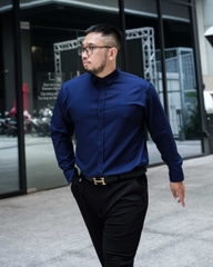 Sơ Mi Lụa Băng Trơn Xanh Đen TAY DÀI