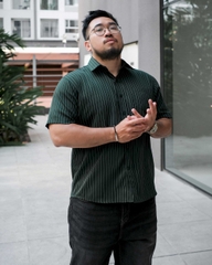 Áo Sơ Mi Bigsize Oxford Kẻ Sọc Xanh Rêu