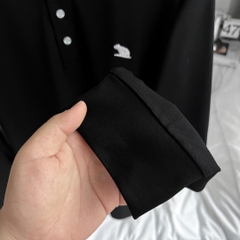 Áo Polo Tay dài Bigsize Thêu con Gấu Màu Đen