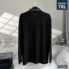 Áo Polo Tay dài Bigsize Thêu con Gấu Màu Đen
