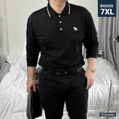 Áo Polo Tay dài Bigsize Thêu con Gấu Màu Đen