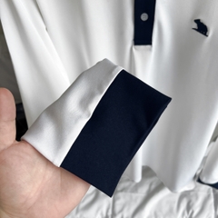 Áo Polo Tay dài Bigsize Thêu con Gấu Màu Trắng