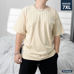 Áo thun Bigsize Thêu logo GA Xẻ tà Màu Be