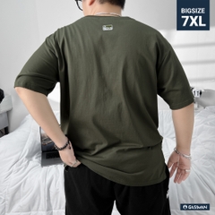 Áo thun Bigsize Thêu logo GA Xẻ tà Màu Xanh rêu