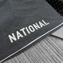 Quần thun ngắn phối viên in chữ National xám