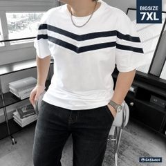 Áo Thun Bigsize Màu Trắng phối chữ V Màu Đen