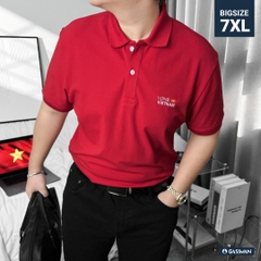 Áo Polo Bigsize Thêu I Love VietNam Màu Đỏ
