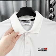 Áo Polo Bigsize Thêu I Love VietNam Màu Trắng