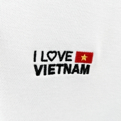 Áo Polo Bigsize Thêu I Love VietNam Màu Trắng